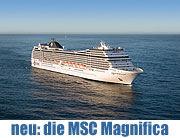 Die neue "MSC Magnifica" von MSC Crociere S.A. wird am 6.3.2010 mit Eros Ramazzotti, Nana Mouskouri, Sasha und Taufpatin Sophia Loren in Hamburg getauft (©Foto: MSC Kreuzfahrten)